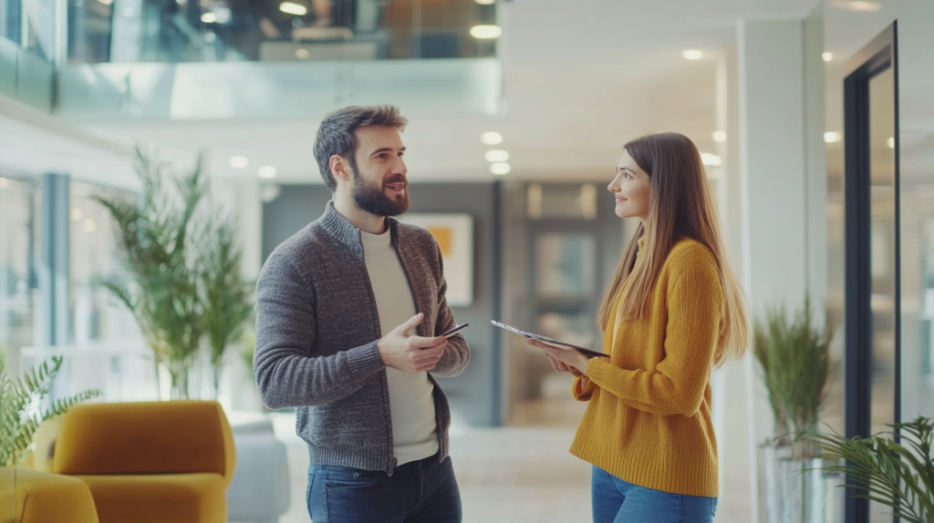 Manager identifying employee strengths in a one-on-one meeting.