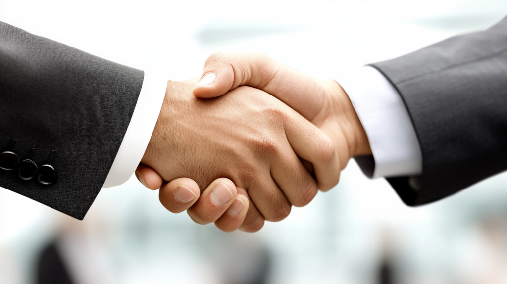 Handshake between two colleagues, highlighting trust in quotes about teams.