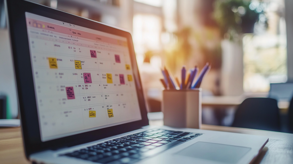 Digital calendar interface of a resource scheduling software for task assignments.