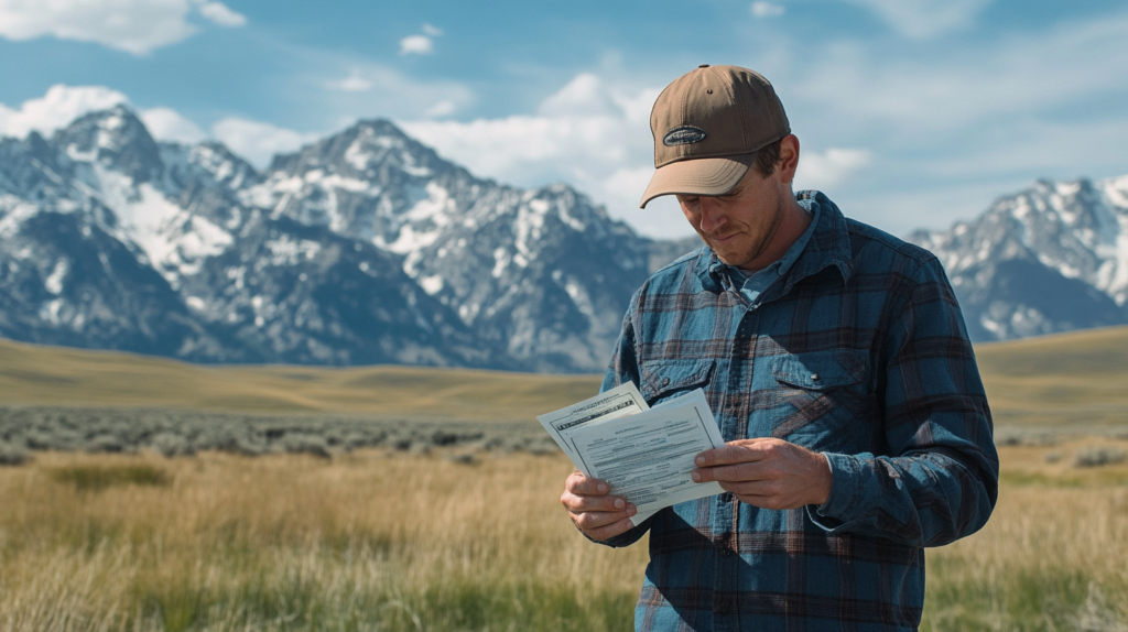 Wyoming worker holding paycheck, minimum wage earnings.