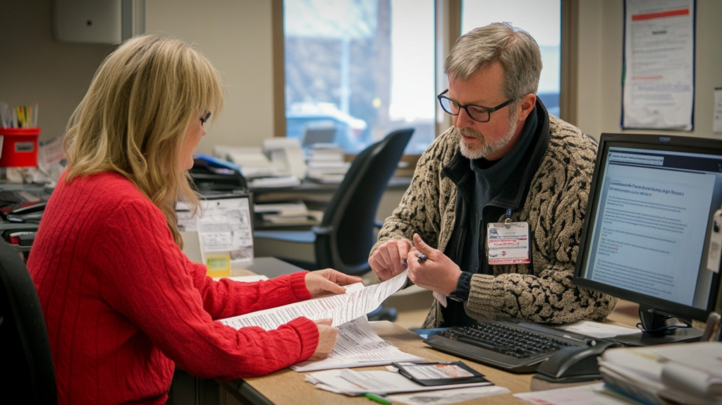 Connecticut Department of Labor representative helping with labor laws.