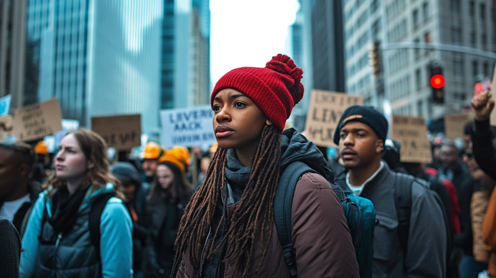 New York protest for a living wage by workers.