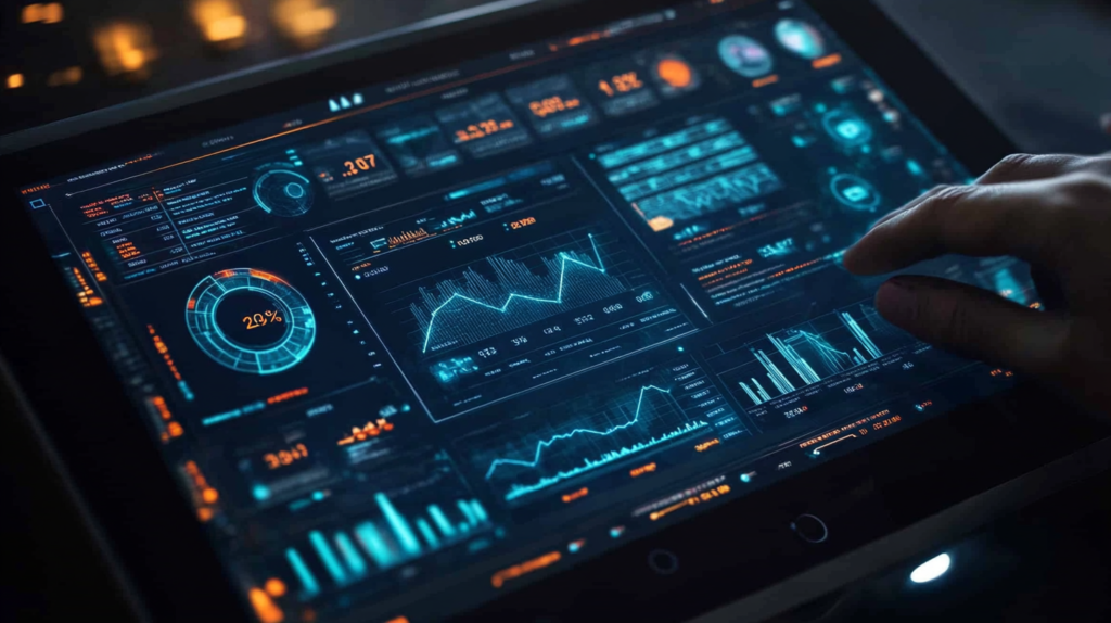 A dashboard showing charts and metrics for portfolio management.