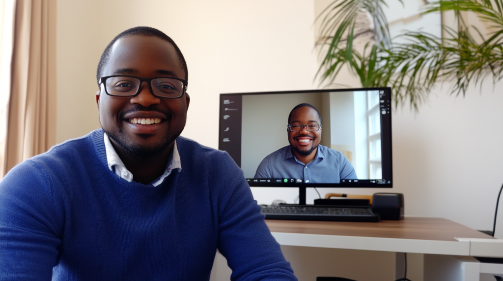 Recruiter conducting a video interview for candidate screening.