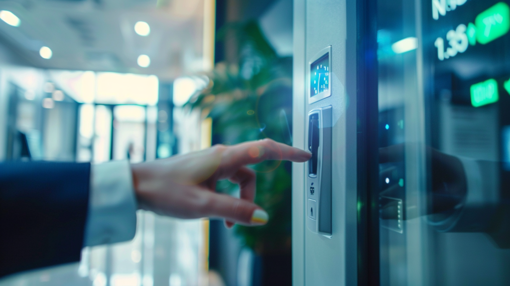 Biometric time clock that calculates hours being used by an employee in an office