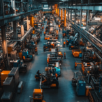 Second shift hours at a bustling factory with workers engaged in tasks.