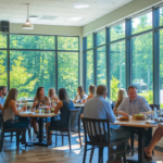 Employees in Maine taking a 30-minute lunch break as required by Maine Break Law.