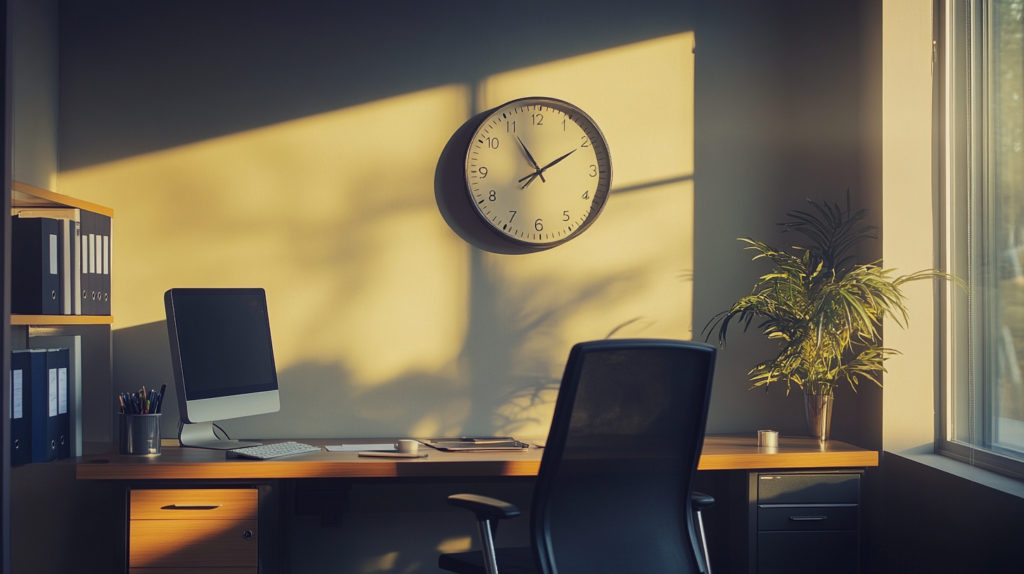 Employee taking a break in a New Hampshire office setting, representing New Hampshire Break Law.