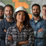 Workers standing in front of a South Dakota map showcasing minimum wage.