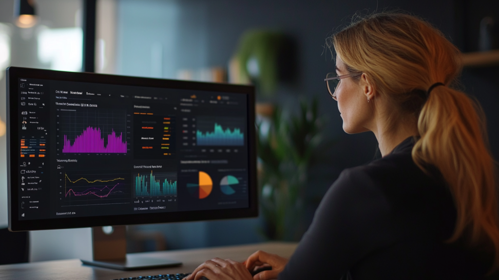 Agile transformation metrics dashboard in a corporate setting.