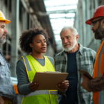 Group of diverse workers discussing Connecticut overtime laws.