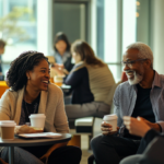 Diverse employees enjoying rest breaks as per Washington Break Law.